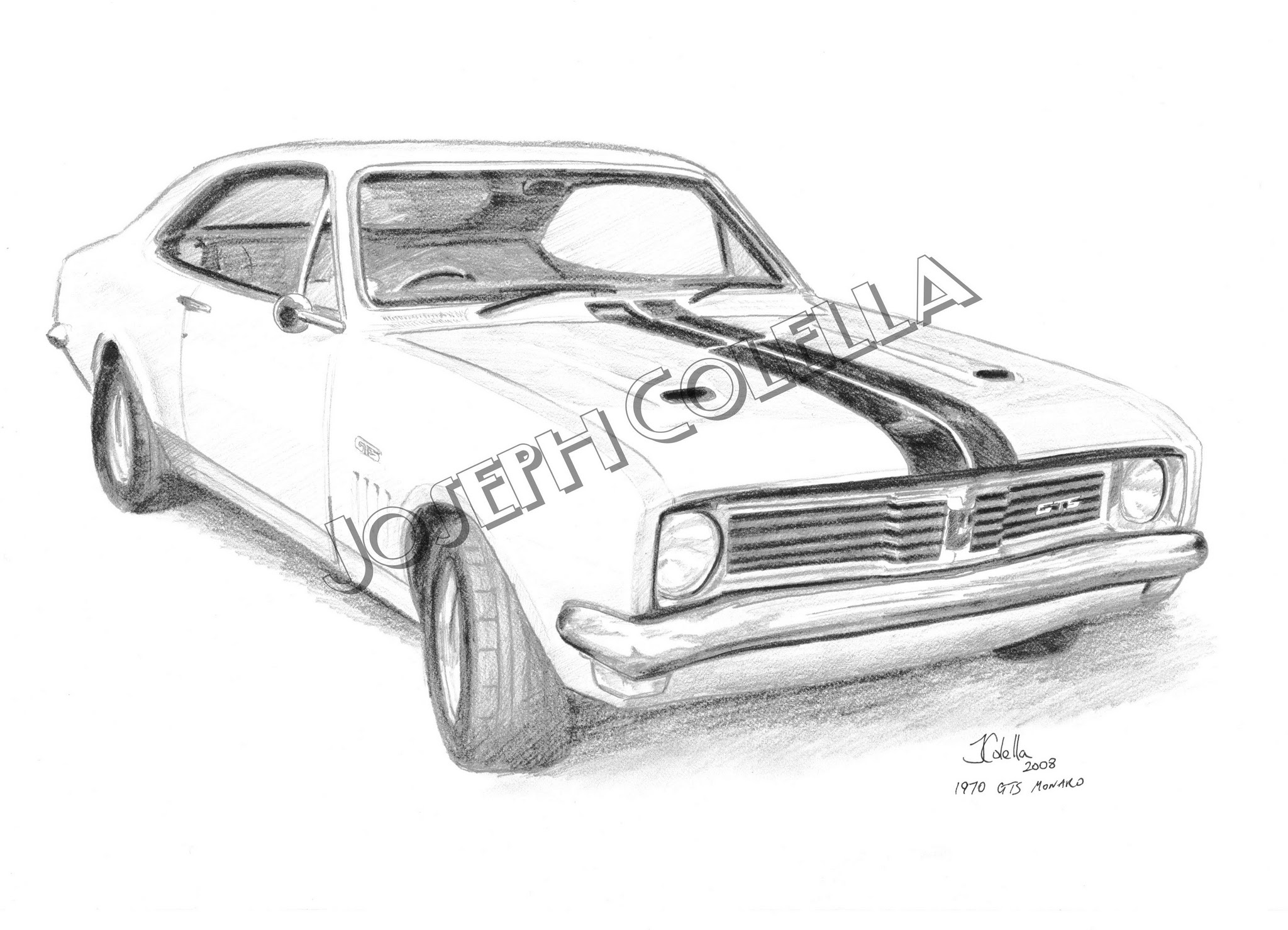 1970 HG GTS Monaro, pencil on paper by Joseph Colella, 2008