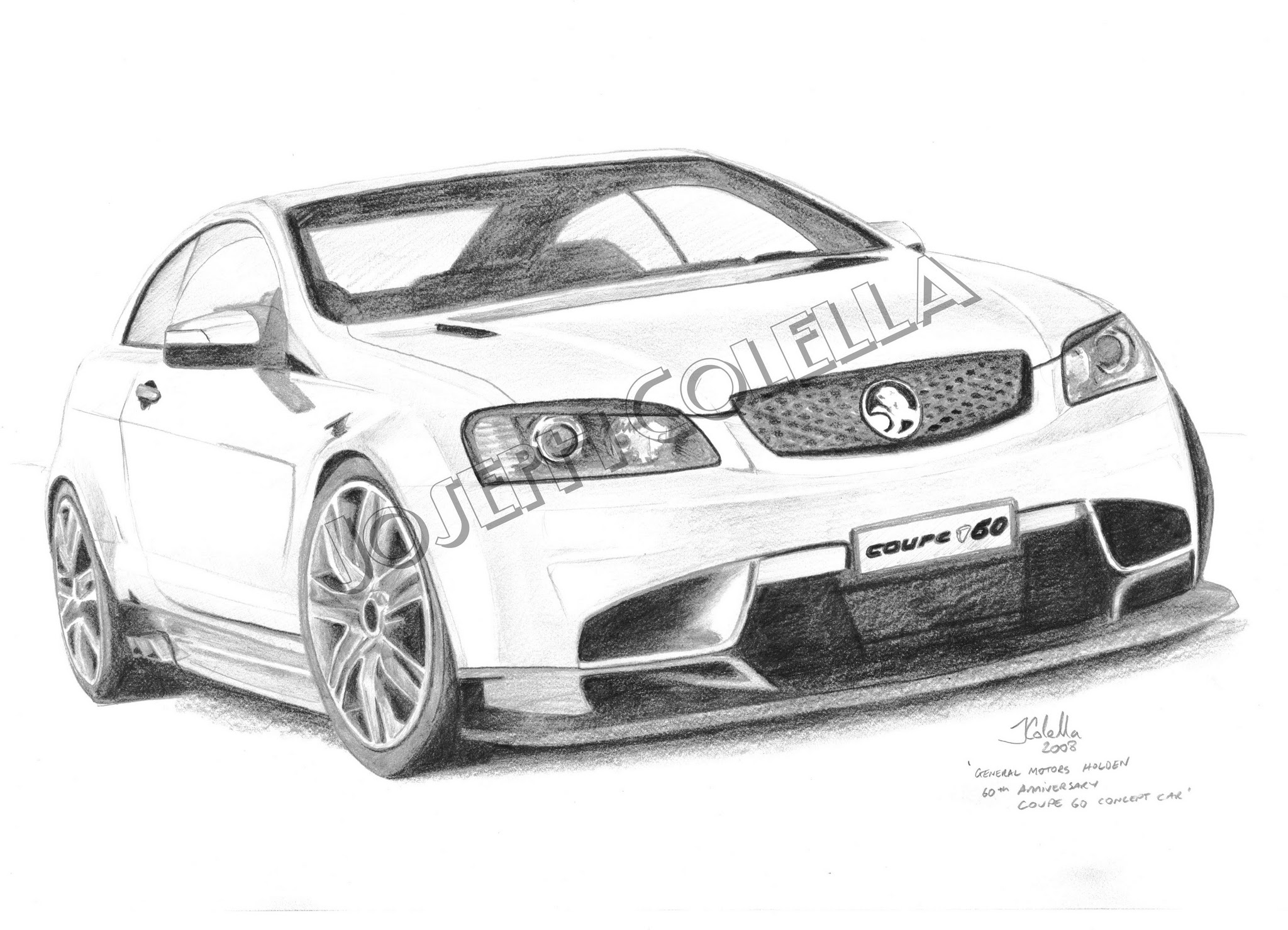 2008 Holden Coupe 60 Concept, pencil on paper by Joseph Colella, 2008