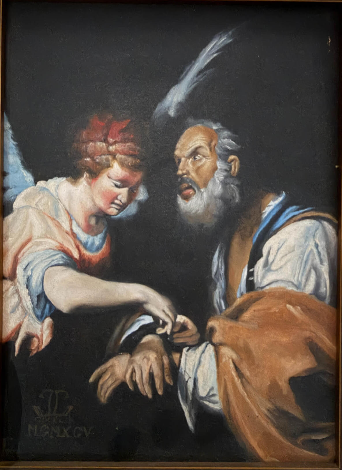 The Release of St Peter (copy in miniature), oil on canvas board by Joseph Colella, 1994-1995